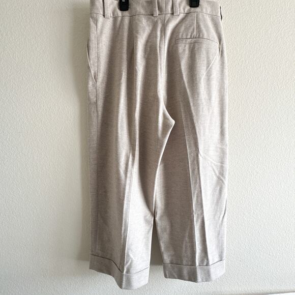 COS Wool Cashmere Wide Leg Cropped Pleated Pants Beige Trousers - Picture 9 of 16